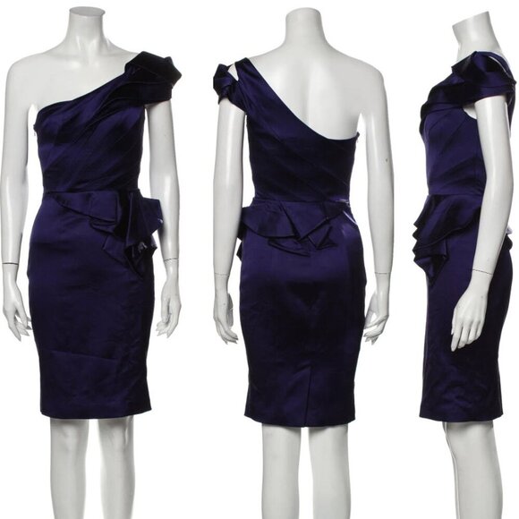 Karen Millen Purple One Shoulder Cocktail Dress 4 - Picture 1 of 16